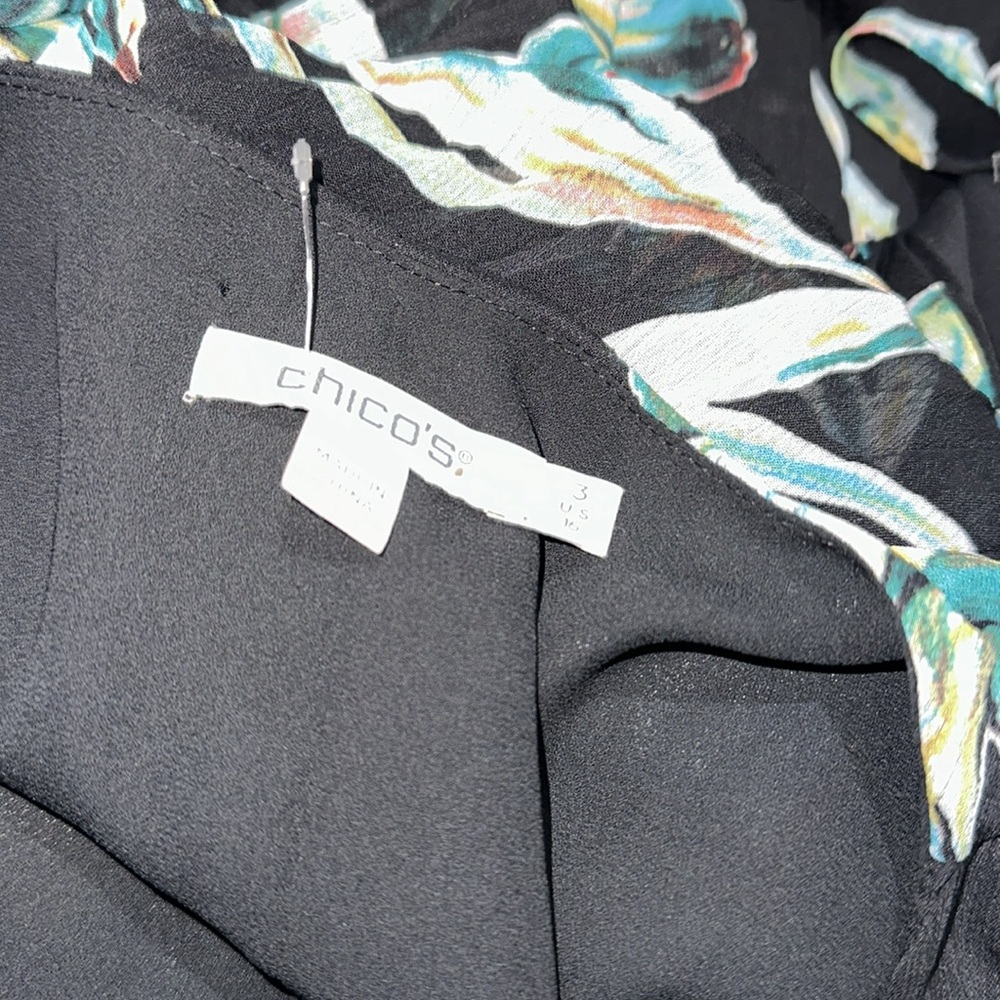NWT CHICO'S Crepe Pleated Floral Midi Dress SZ-16 - Picture 6 of 10